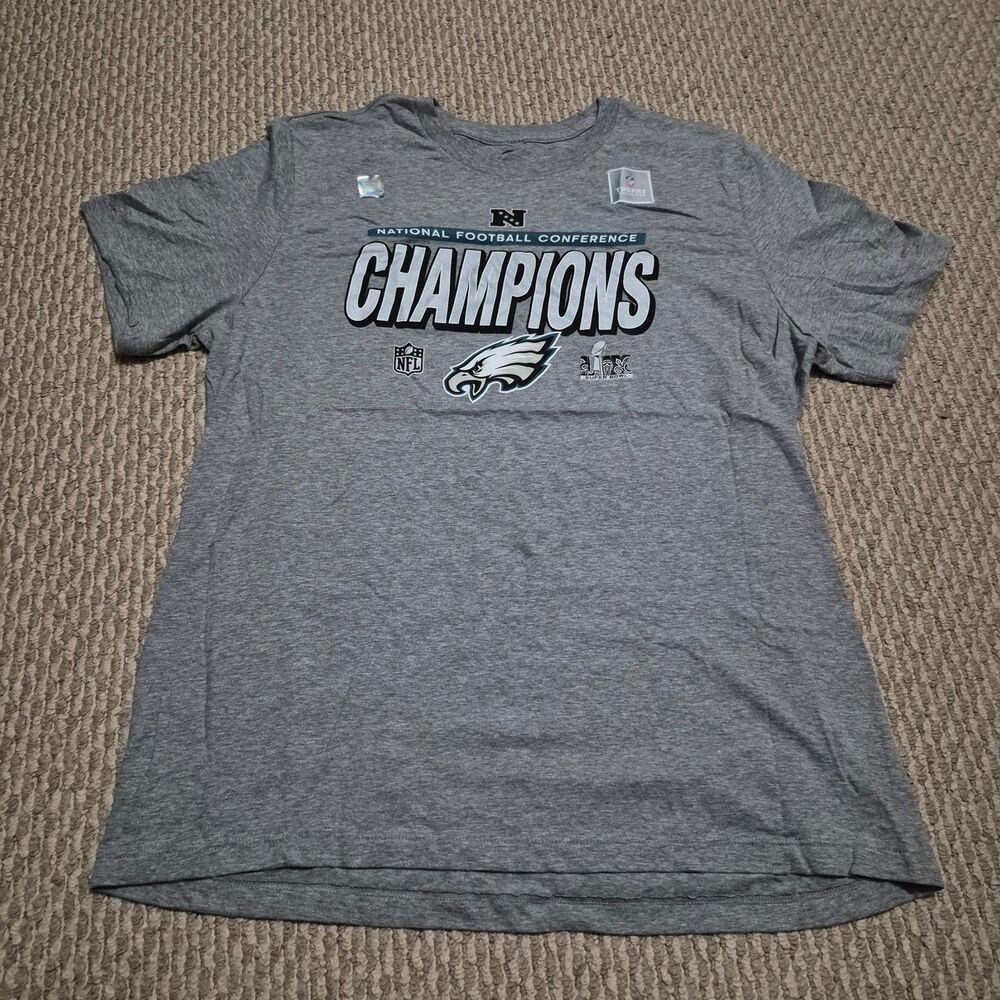Nike Shirt Mens XL Gray LIX Philadelphia Eagles NCA Champions Superbowl 59